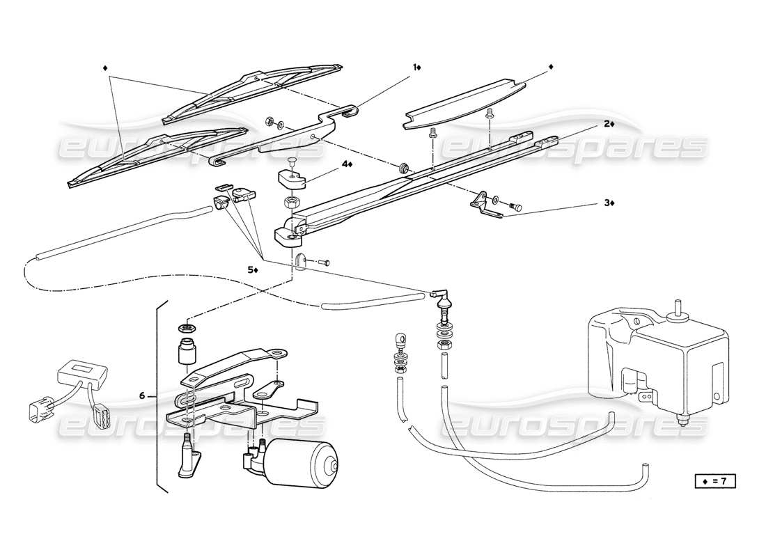 lamborghini diablo 6.0 (2001) diagrama de piezas del limpiaparabrisas (válido para gb y australia, 2001 de marzo)