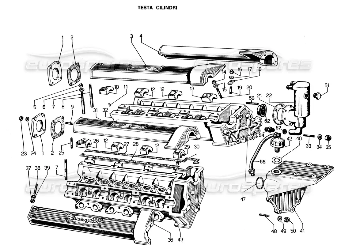 lamborghini espada diagrama de piezas de culatas