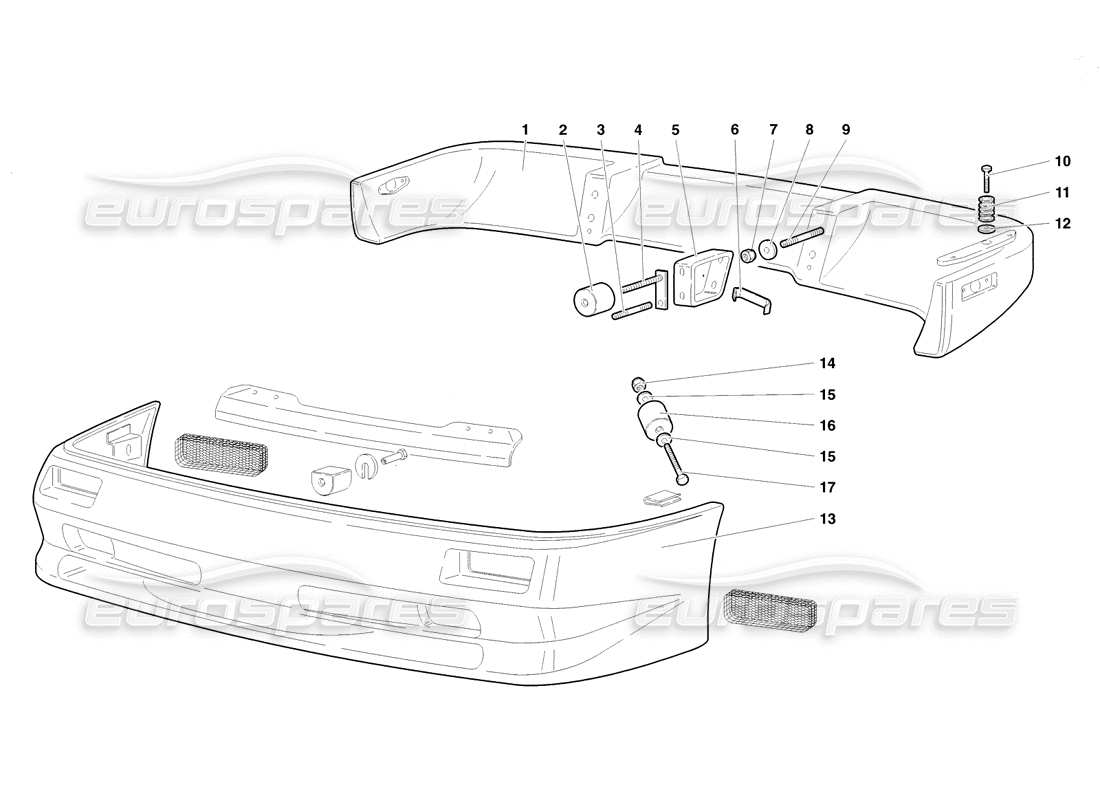 lamborghini diablo sv (1998) parachoques (válido para ee. uu. y canadá: 1998 de noviembre) diagrama de piezas