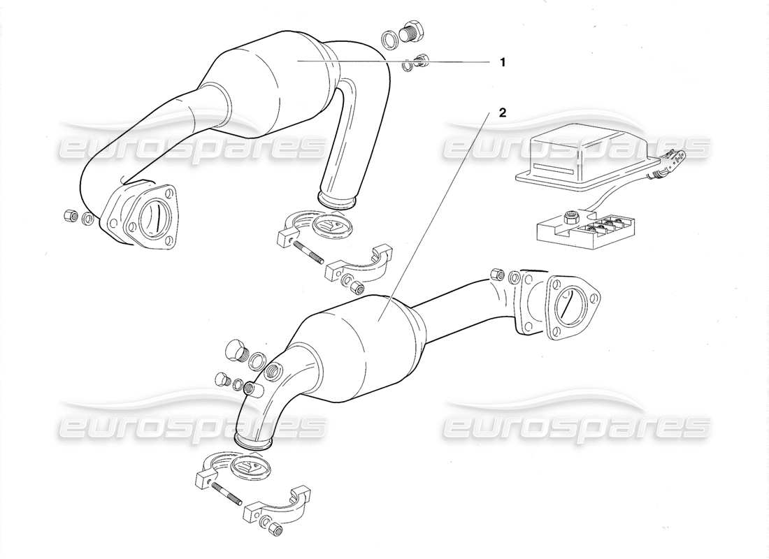lamborghini diablo roadster (1998) diagrama de piezas del sistema de escape (válido para ee. uu. y canadá 1998)