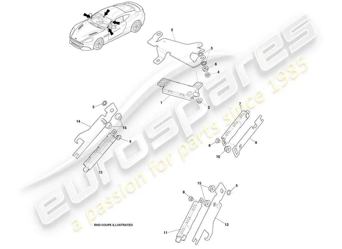 aston martin vanquish (2013) antena de radio, 14.5my diagrama de piezas