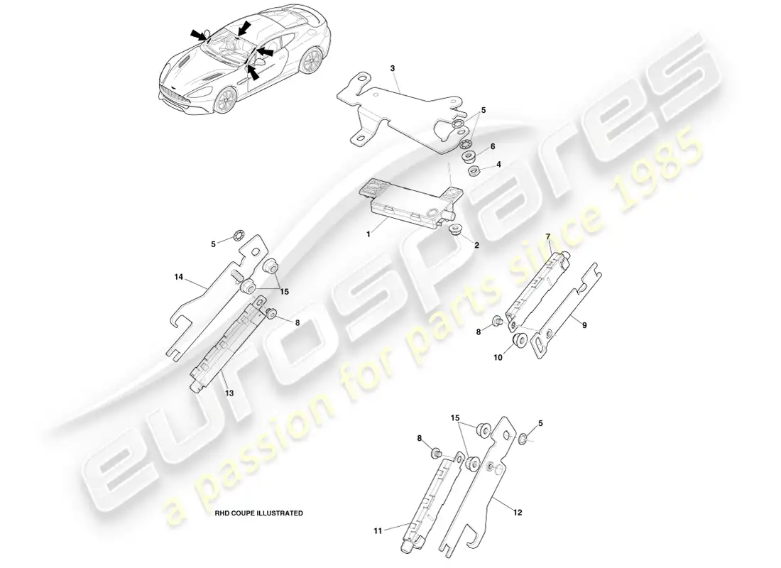 aston martin vanquish (2014) antena de radio, 14.5my diagrama de piezas
