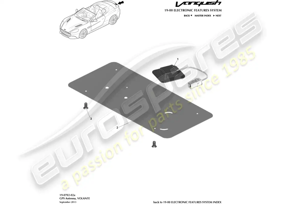 aston martin vanquish (2017) antena gps, volante diagrama de piezas