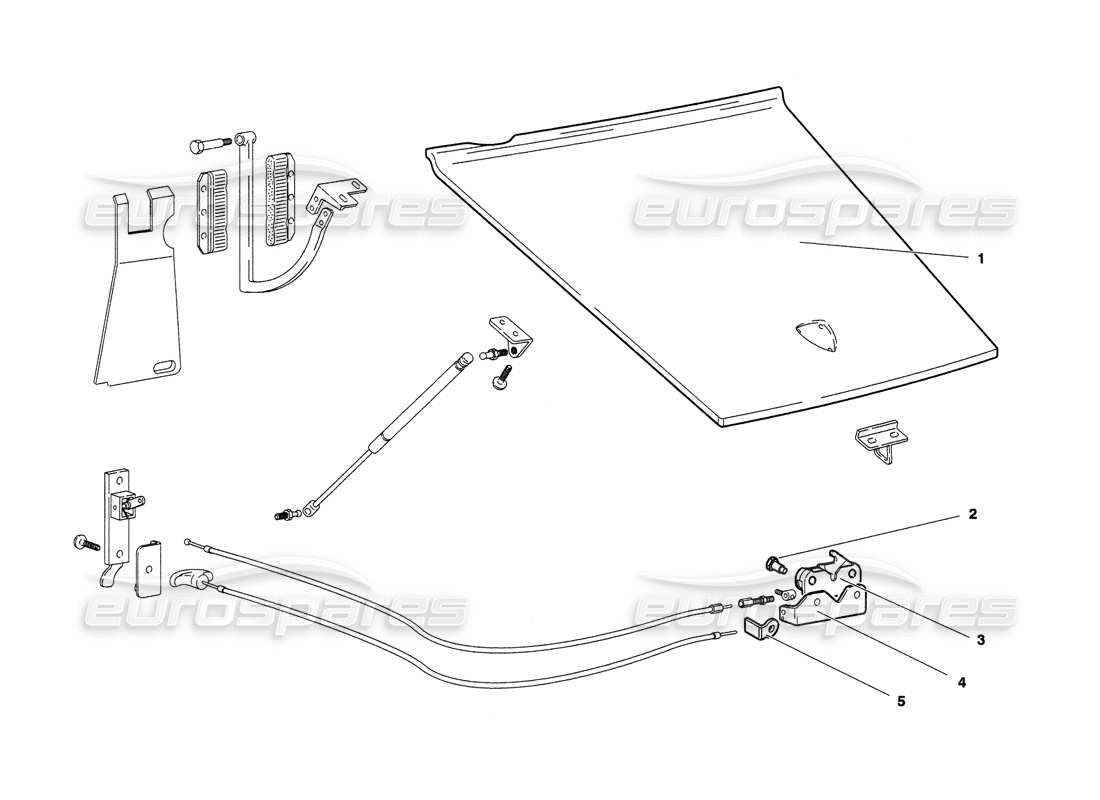 lamborghini diablo 6.0 (2001) diagrama de piezas del capó delantero (válido para gb y australia: 2001 de marzo)