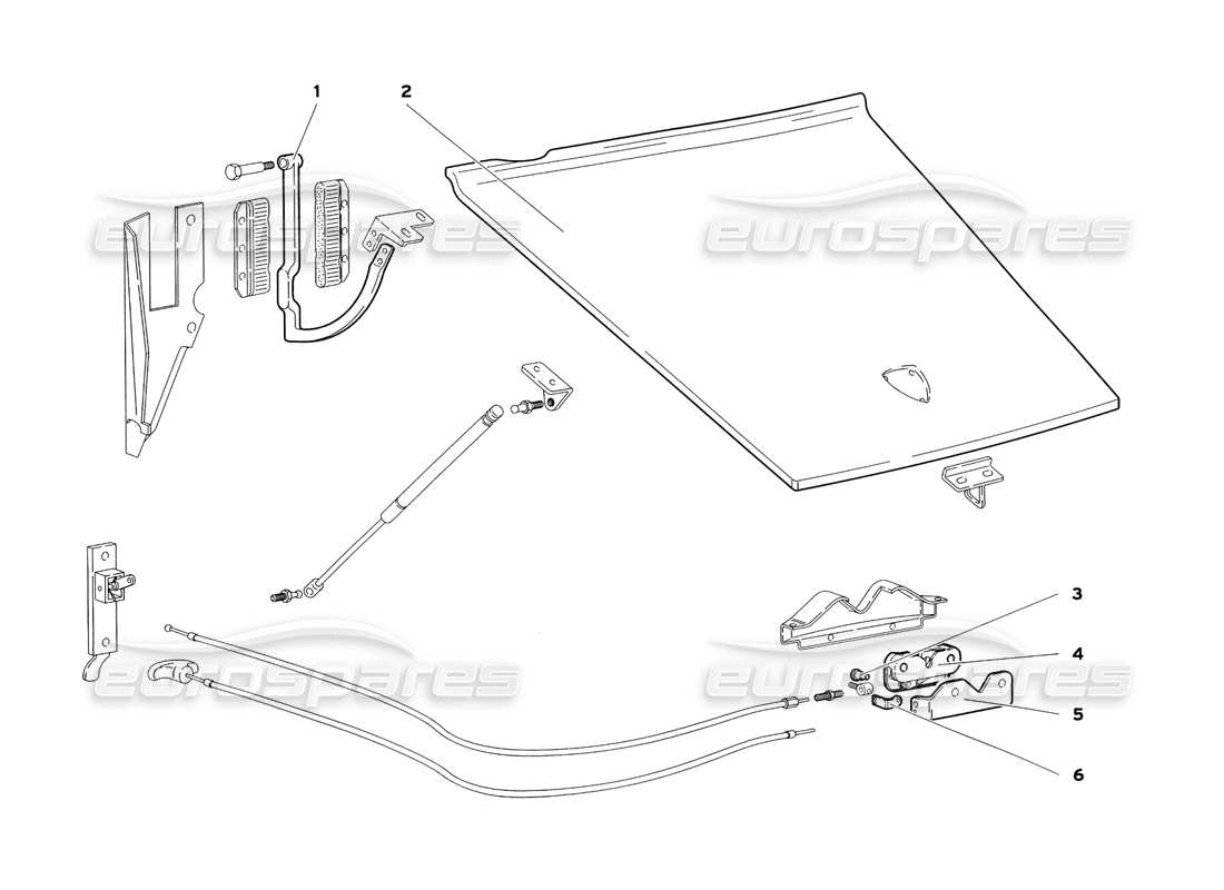 lamborghini diablo sv (1999) diagrama de piezas del capó del motor (válido para gb y australia: 1999 de julio)