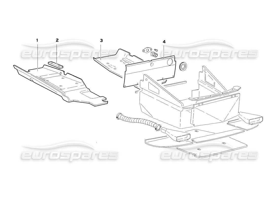 lamborghini diablo sv (1999) diagrama de piezas de paneles de piso con estructura (válido para gb y australia: 1999 de julio)