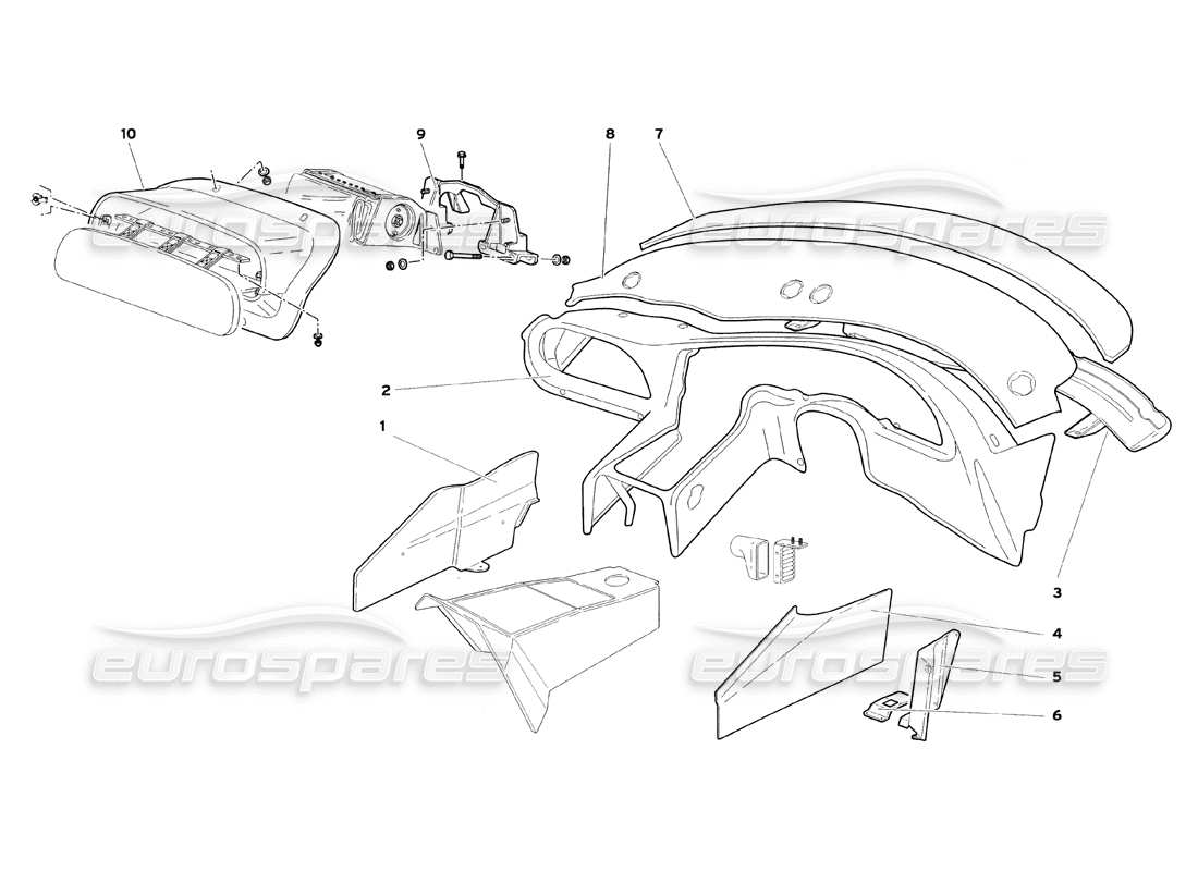 lamborghini diablo sv (1999) passenger compartment trims (valid for gb and australia - july 1999) part diagram