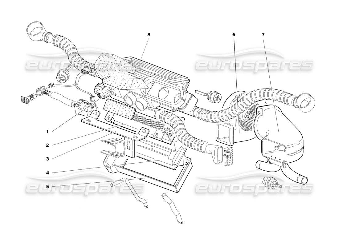 lamborghini diablo sv (1999) diagrama de piezas de control de clima (válido para gb y australia: 1999 de julio)