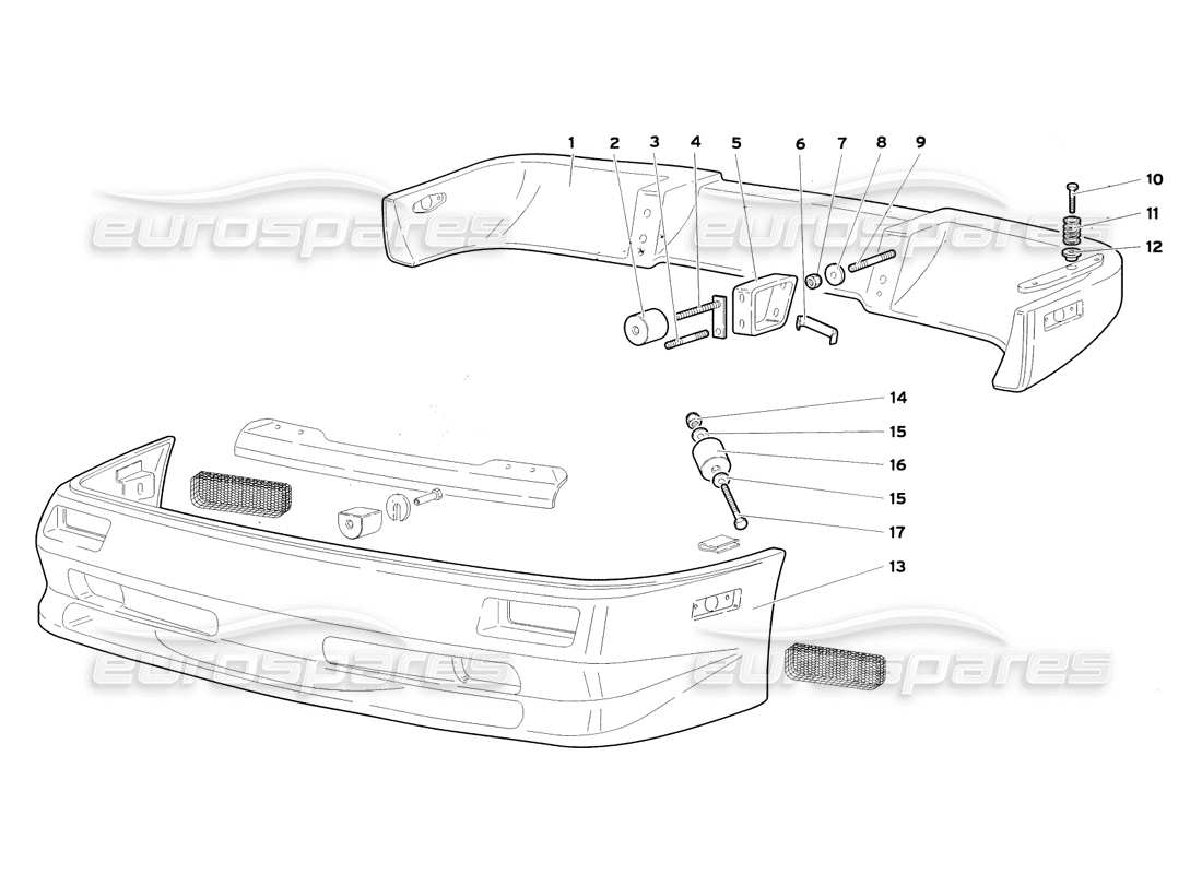 lamborghini diablo sv (1999) parachoques (válido para ee. uu. y canadá: 1999 de julio) diagrama de piezas