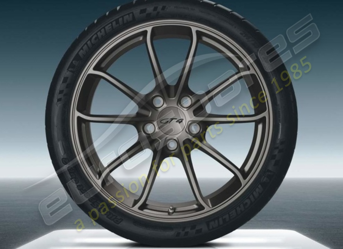 nuevo porsche 20-inch gt4 juego de ruedas - en platino (satinado-brillo). número de parte 98104460302 (1)