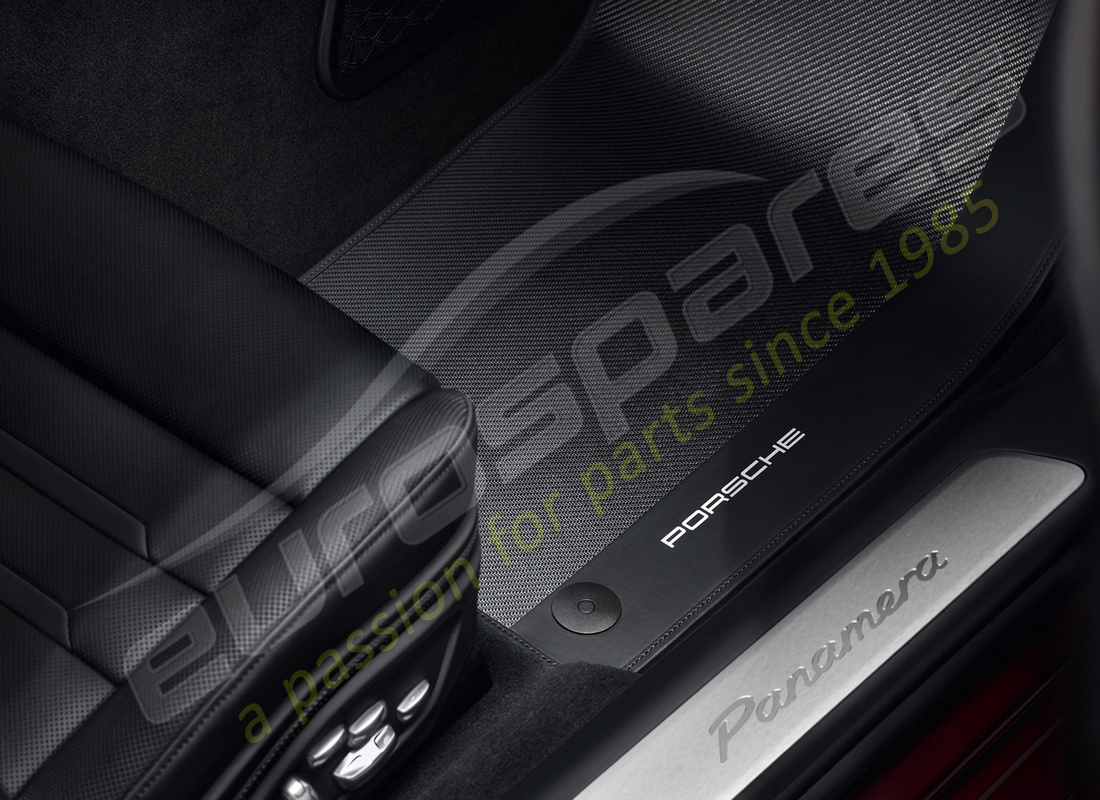 nuevo porsche carbono alfombras de piso con borde de cuero (negro). número de pieza 971044820 (2)