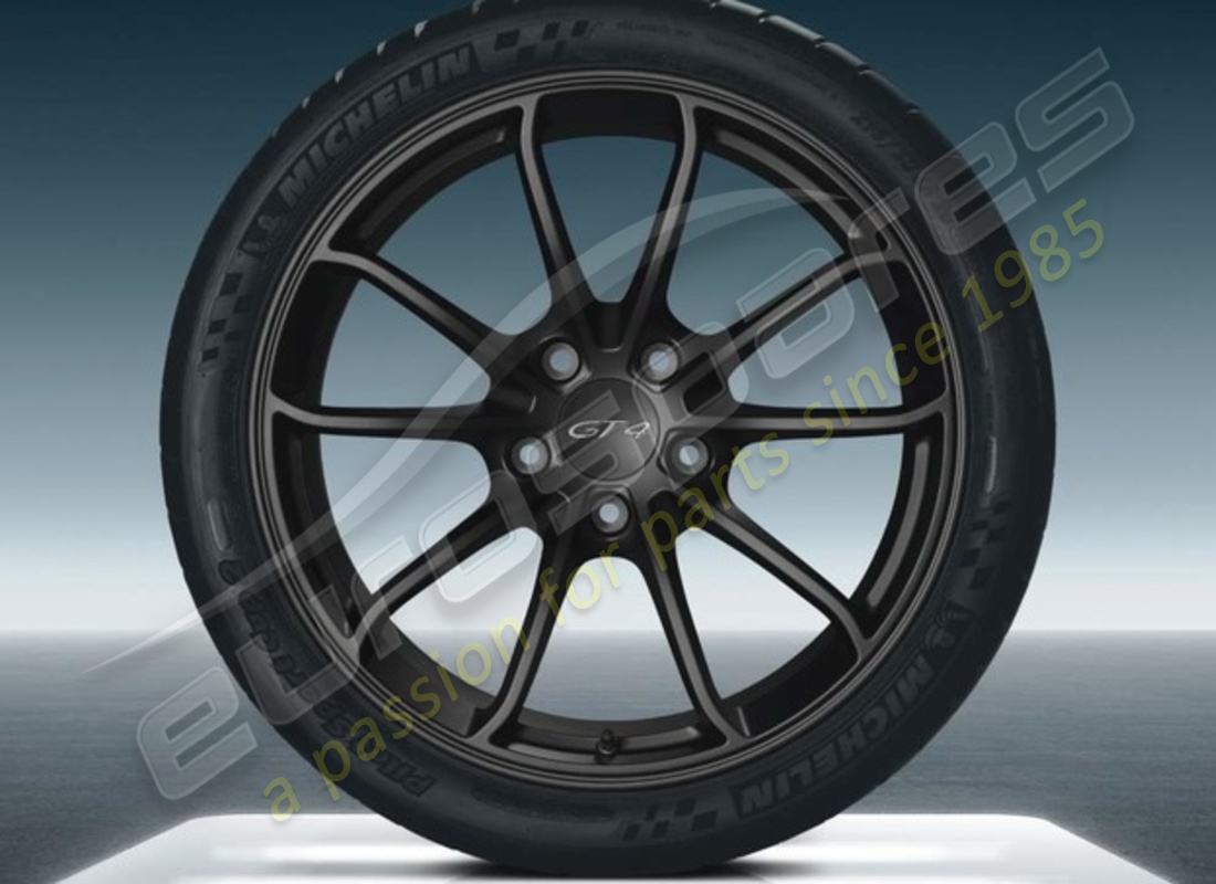 nuevo porsche 20-inch gt4 juego de llantas - en negro (satinado-brillo). número de parte 98104460301 (1)