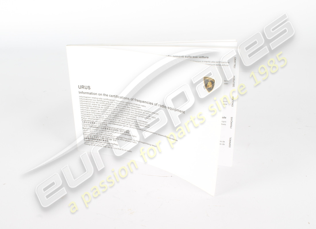 FOLLETO DEL KIT DE INFORMACIÓN USADO Lamborghini MY22. NÚMERO DE PIEZA 4ML012788JF (1)