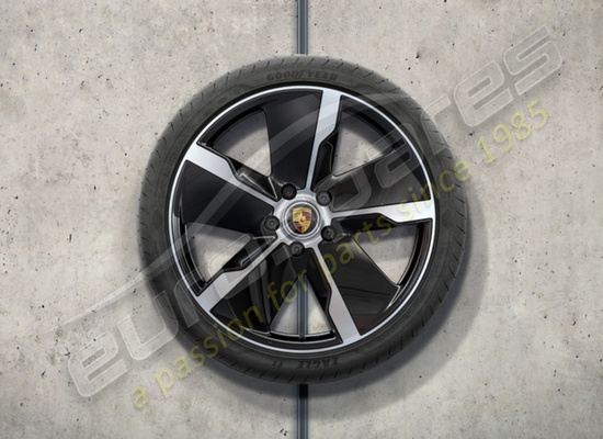 juego de ruedas y neumáticos de verano de diseño exclusivo de nuevo porsche 21 pulgadas, pintados en negro (alto brillo), número de pieza 9j1073660r