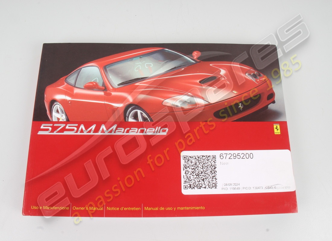 nuevo ferrari manual del propietario. número de pieza 67295200 (1)