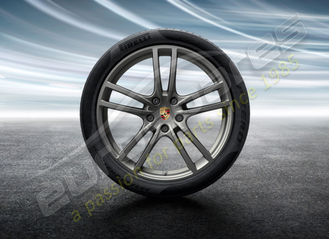 nuevo juego de ruedas y neumáticos de verano con diseño turbo cayenne de porsche 21 pulgadas - pintado en platino (satinado brillante). número de pieza 9y0044640g (1)