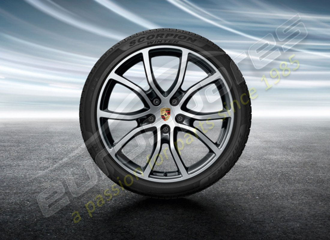 nuevo juego de ruedas y neumáticos de invierno de diseño exclusivo de porsche 21 pulgadas cayenne - pintado en negro (alto brillo). número de pieza 9y0044615l (1)