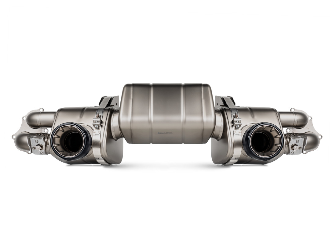 nuevo akrapovic porsche 718 cayman gt4 / gts 4.0 / spyder / boxster gts 4.0 | línea de competición slip-on (titanio). número de pieza spoti181 (1)