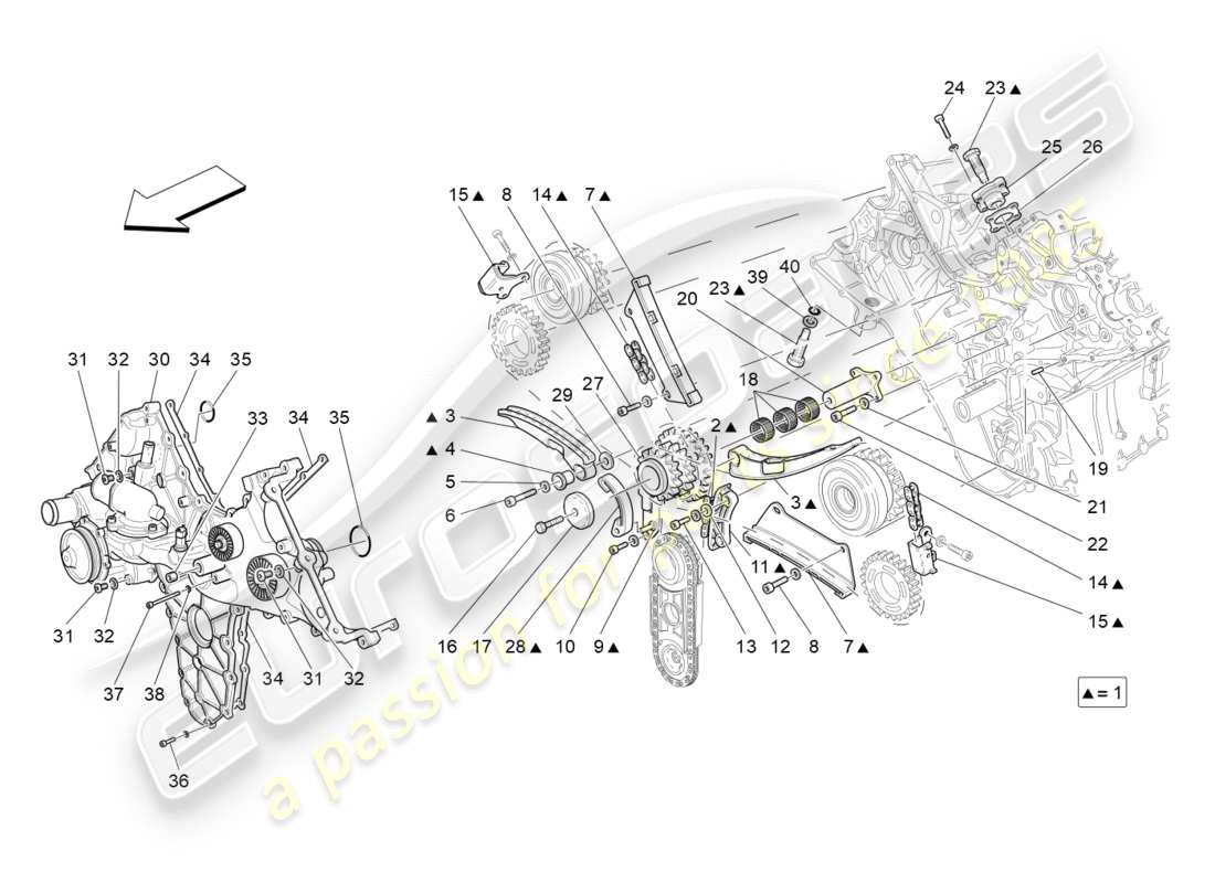 maserati granturismo (2011) diagrama de piezas de sincronización