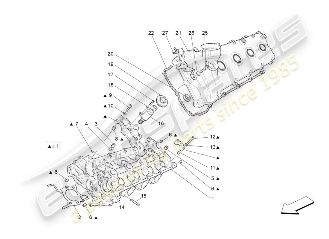 maserati granturismo s (2018) diagrama de piezas de la culata izquierda