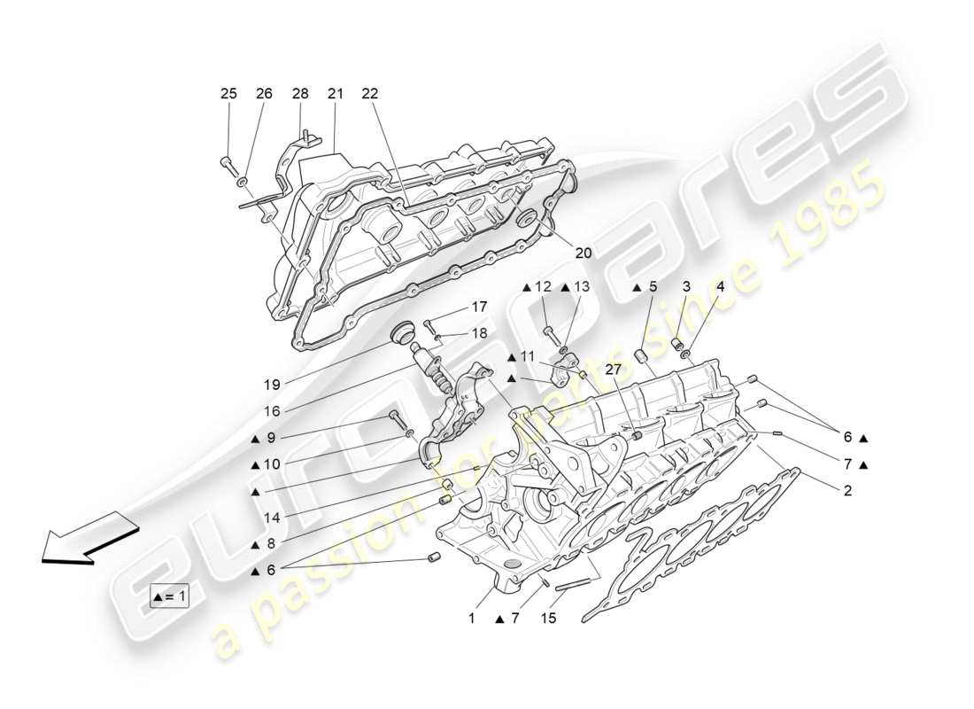 maserati granturismo s (2018) diagrama de piezas de la culata derecha