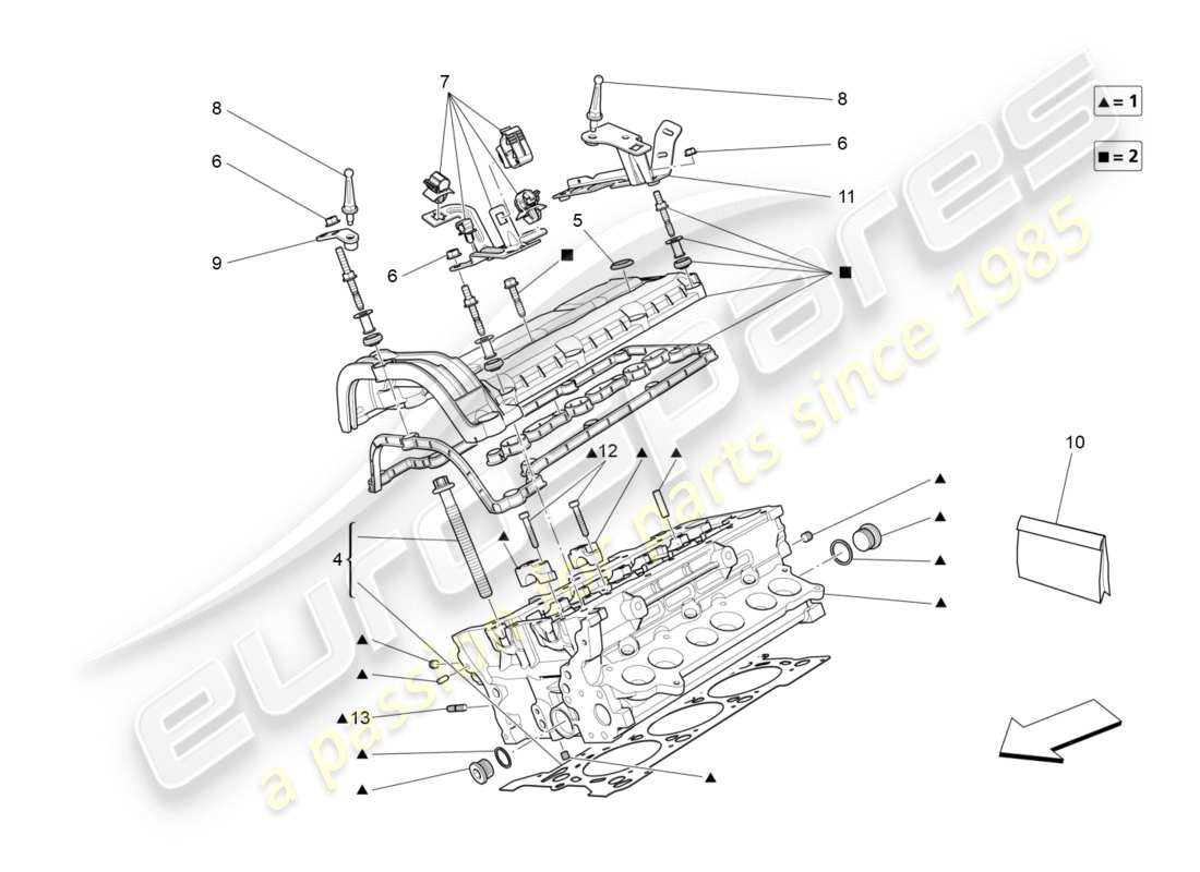 maserati qtp 3.0 tds v6 275hp (2015) diagrama de piezas de la culata derecha