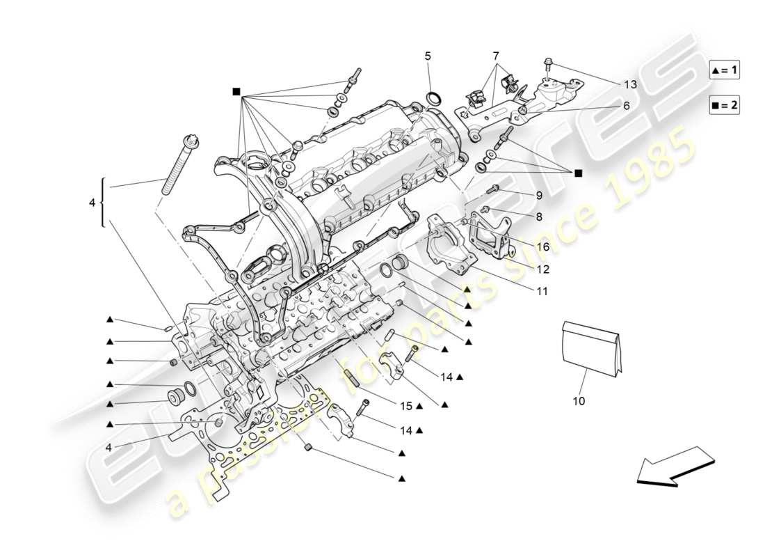 maserati qtp 3.0 tds v6 275hp (2015) diagrama de piezas de la culata izquierda