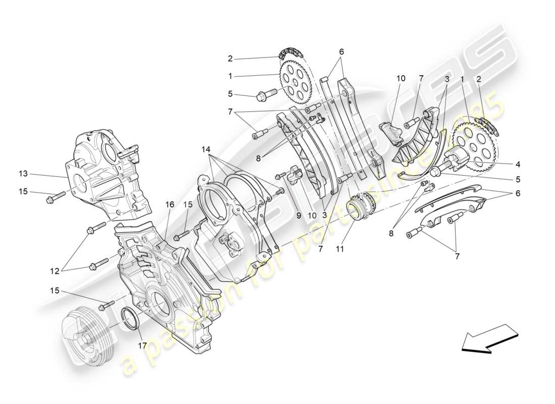 maserati qtp 3.0 tds v6 275hp (2015) diagrama de piezas de sincronización